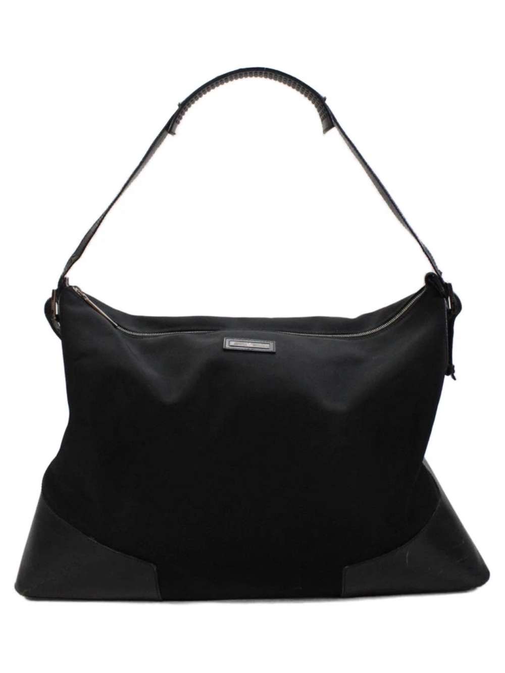 Gucci Nylon Shoulder Bag with Leather Silvertone Strap